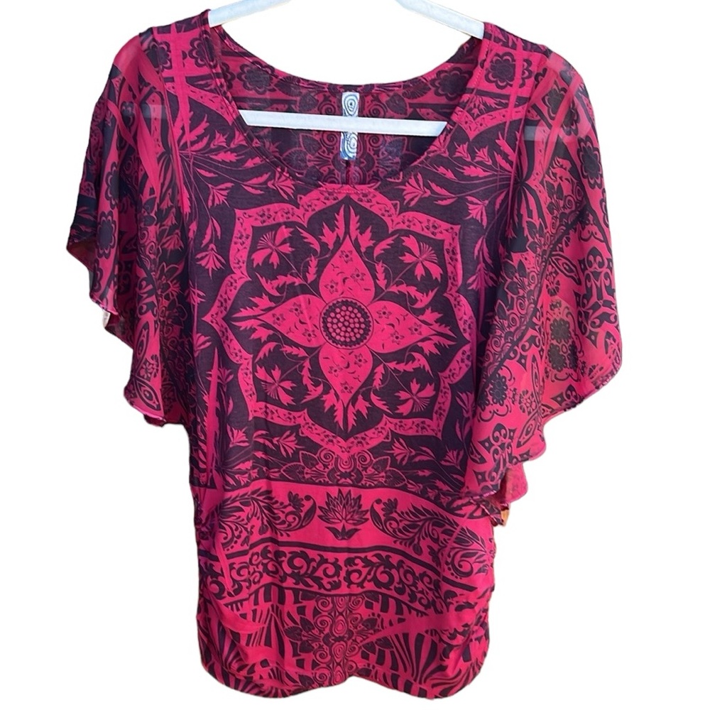 Espresso | Red/Black Mandala Women’s Top sz M